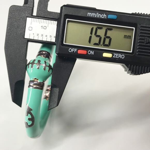 Arte D’Argento Sterling Silver Italy Mint Green Enamel Hinged Bangle Bracelet - Picture 5 of 13